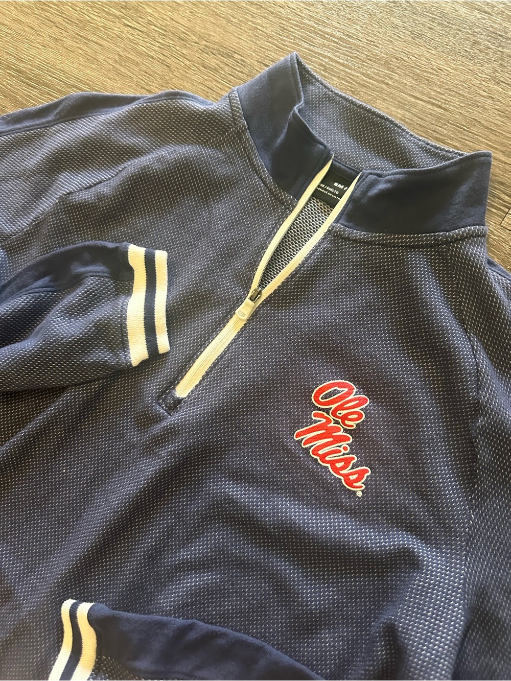 Under Armour Ole Miss Blue 1/4 Zip Fleece Mock Neck Pullover Sweatshirt Men S